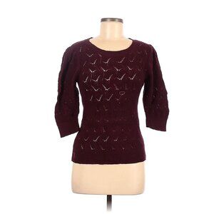 Ann Taylor LOFT Outlet Burgundy Knitted 3/4 Sleeve Pullover Sweater Size Medium
